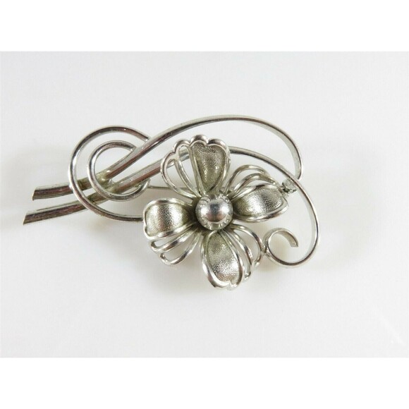 Vintage Forstner Sterling Silver Modernist Mid Century Flower Brooch - Picture 1 of 9